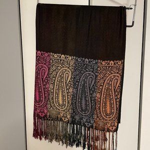 Indian paisley fringed shawl
